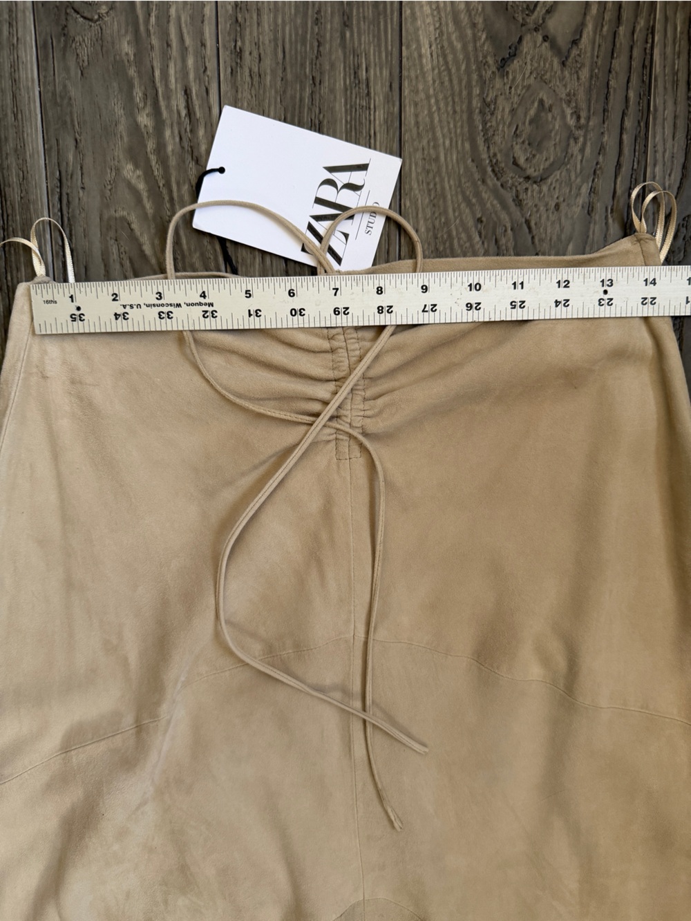 NWT ZARA 100% Goat Leather Suede Long Skirt Western Boho Sz M Limited Edition - Picture 10 of 15